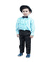 BookMycostume Ballroom Western Dance Blue Frill Shirt Black Pant Hat & Bow Set Kids  Fancy Dress Costume